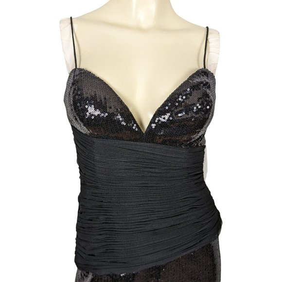 BASIX II Spaghetti strap beaded black‎ mini cocktail party formal dress NEW - Picture 7 of 8